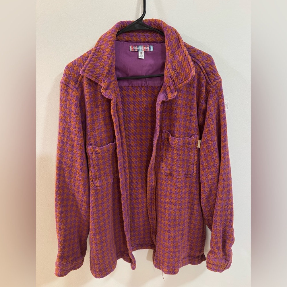 Urban Outfitters Purple & Orange Houndstooth Knit Cardigan
